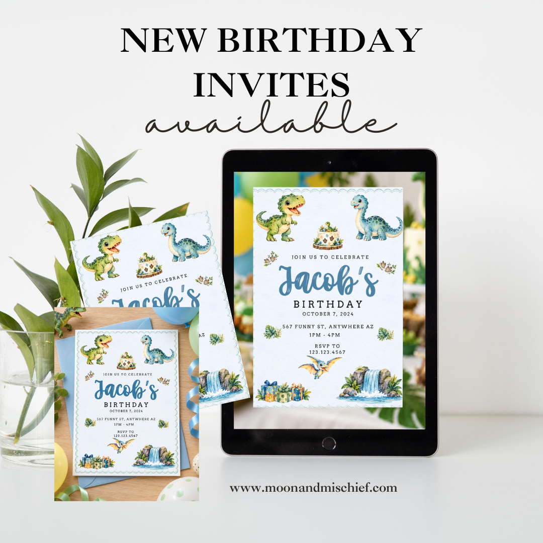 Dinosaur Birthday Website Invitation | Editable Canva Template