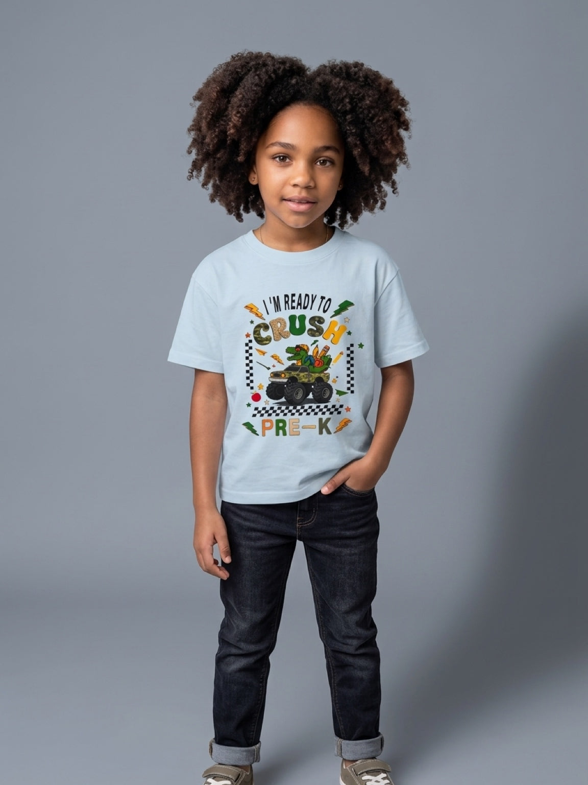 Kids Tee — “I’m Ready to Crush Pre-K” Monster Truck Preschool Shirt